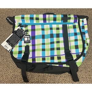 Tribeca Messenger Bag Blue Green Purple White Black 16x12 Laptop Books NWT 1